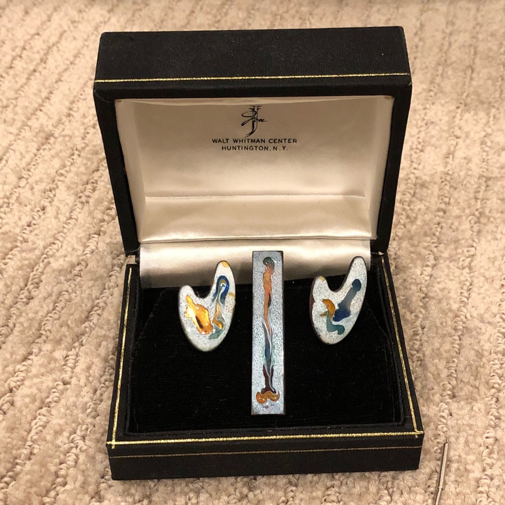Vintage Artsy Handmade Cufflinks and Tie Clip